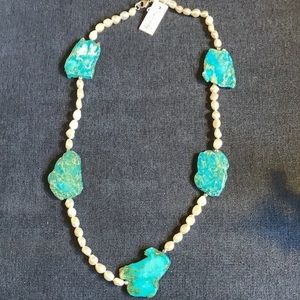 NWT large turquoise and freshwater pearl necklace
